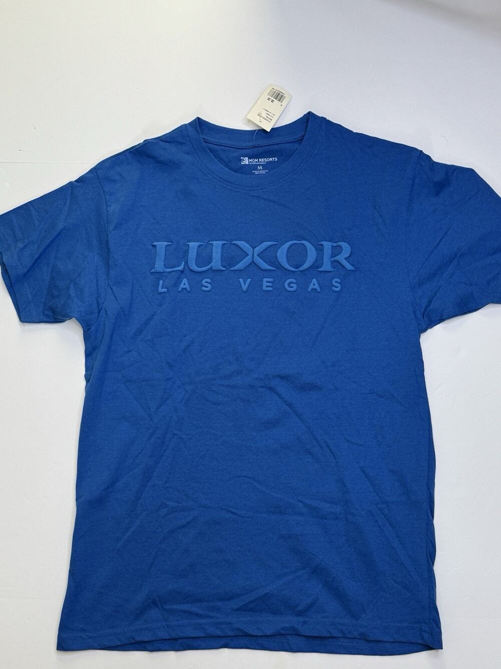 NWT Luxor Las Vegas T-Shirt Men’s M Royal Blue Tonal Puff Logo MGM Resorts